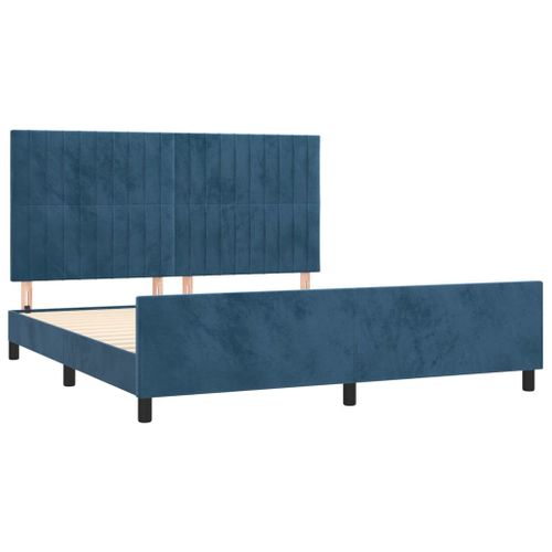 Cadre De Lit Sans Matelas Bleu Foncé 160x200 Cm Velours