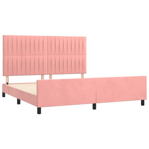 Cadre De Lit Sans Matelas Rose 160x200 Cm Velours