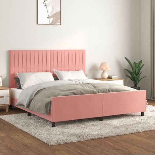 Cadre De Lit Sans Matelas Rose 160x200 Cm Velours