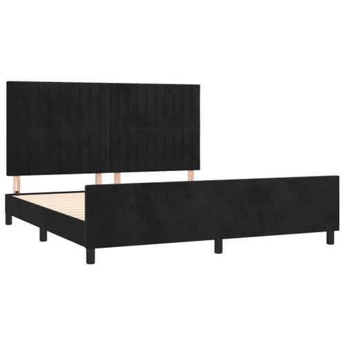 Cadre De Lit Sans Matelas Noir Velours 180 x 200 cm