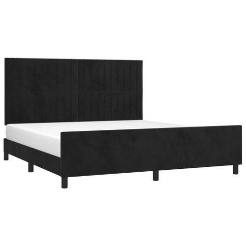 Cadre De Lit Sans Matelas Noir Velours 180 x 200 cm