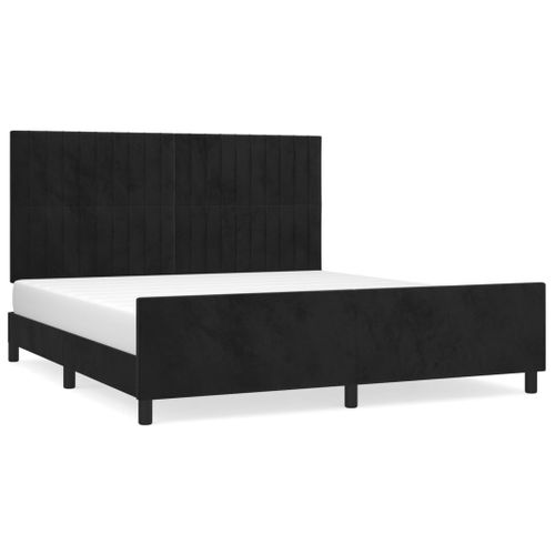 Cadre De Lit Sans Matelas Noir Velours 180 x 200 cm