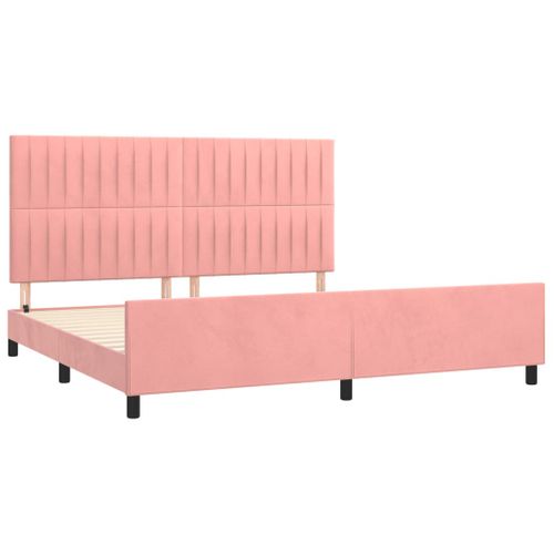 Cadre De Lit Sans Matelas Rose 200x200 Cm Velours