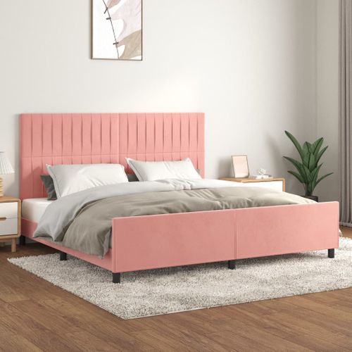 Cadre De Lit Sans Matelas Rose 200x200 Cm Velours