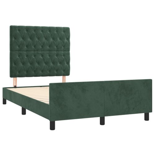 Cadre De Lit Sans Matelas Vert Foncé 120x200 Cm Velours