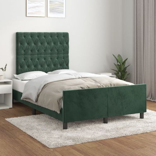 Cadre De Lit Sans Matelas Vert Foncé 120x200 Cm Velours