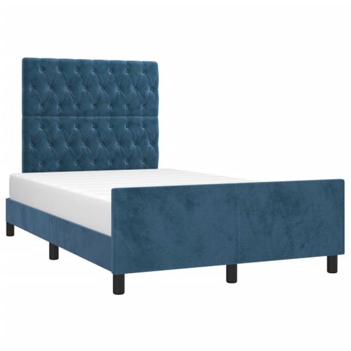 Cadre De Lit Sans Matelas Bleu Foncé 120x200 Cm Velours