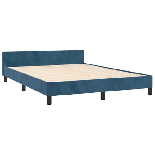 Cadre De Lit Sans Matelas Bleu Foncé 140x190 Cm Velours