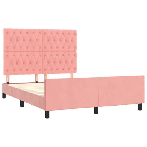 Cadre De Lit Avec Tête De Lit Rose 140x190 Cm Velours