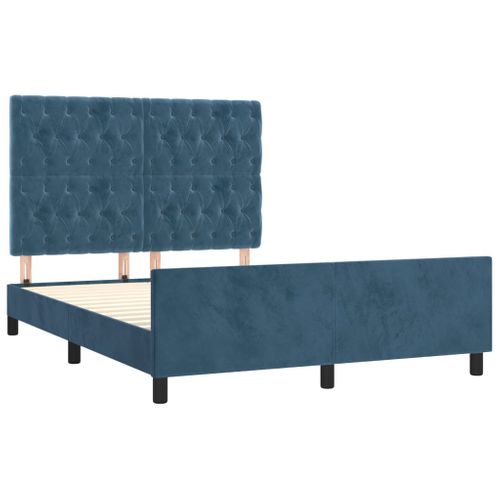 Cadre De Lit Sans Matelas Bleu Foncé 140x200 Cm Velours