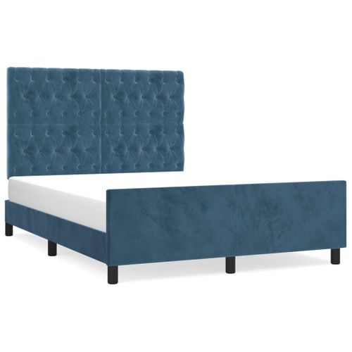 Cadre De Lit Sans Matelas Bleu Foncé 140x200 Cm Velours