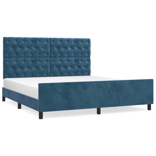 Cadre De Lit Sans Matelas Bleu Foncé 160x200 Cm Velours