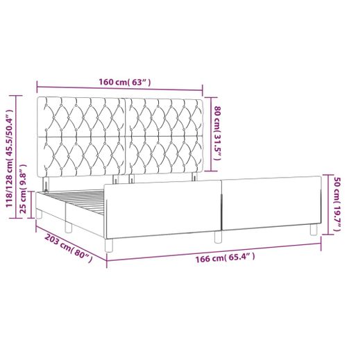 Cadre De Lit Sans Matelas Bleu Foncé 160x200 Cm Velours