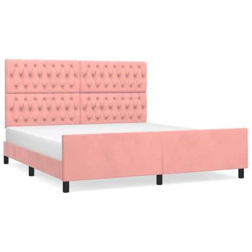 Cadre De Lit Sans Matelas Rose Velours  180 x 200 cm