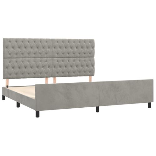 Cadre De Lit Sans Matelas Gris Clair 200x200 Cm Velours