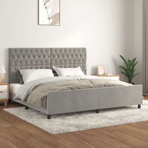 Cadre De Lit Sans Matelas Gris Clair 200x200 Cm Velours