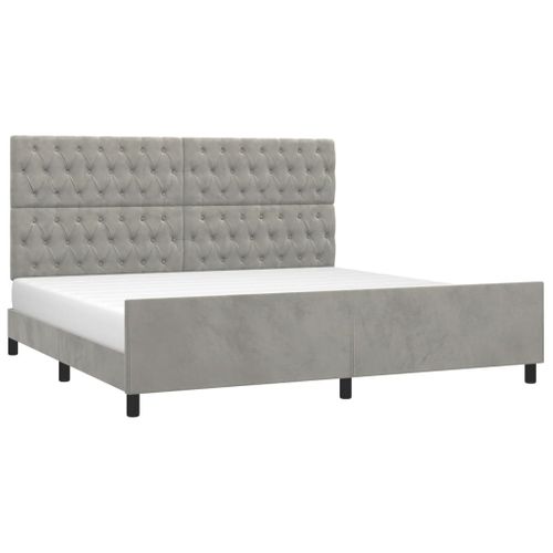 Cadre De Lit Sans Matelas Gris Clair 200x200 Cm Velours
