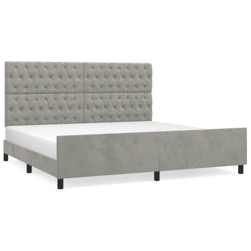 Cadre De Lit Sans Matelas Gris Clair 200x200 Cm Velours