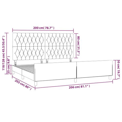 Cadre De Lit Sans Matelas Gris Clair 200x200 Cm Velours