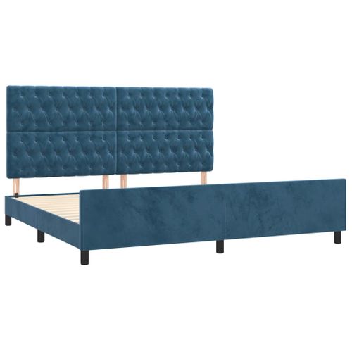 Cadre De Lit Sans Matelas Bleu Foncé 200x200 Cm Velours