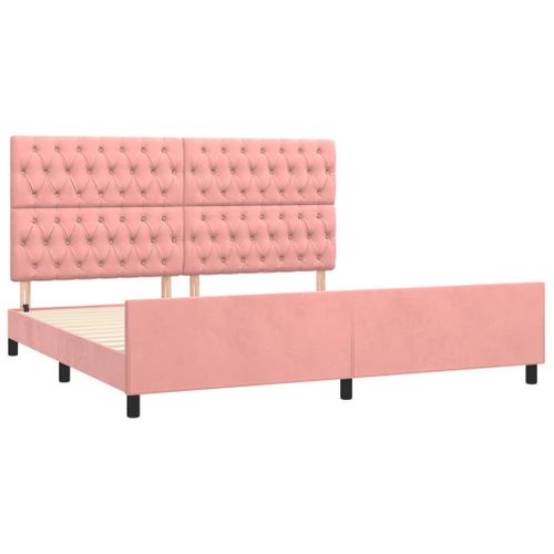 Cadre De Lit Sans Matelas Rose 200x200 Cm Velours
