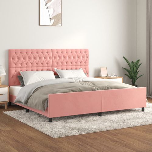 Cadre De Lit Sans Matelas Rose 200x200 Cm Velours