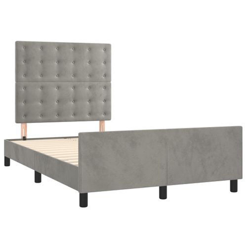 Cadre De Lit Sans Matelas Gris Clair 120x200 Cm Velours