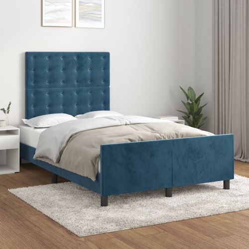 Cadre De Lit Sans Matelas Bleu Foncé 120x200 Cm Velours