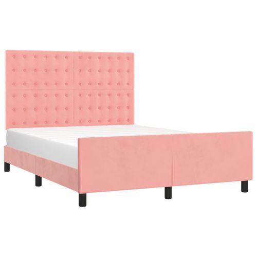 Cadre De Lit Sans Matelas Rose 140x200 Cm Velours
