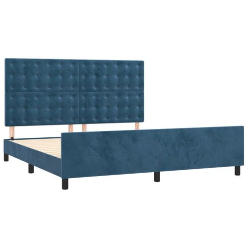 Cadre De Lit Sans Matelas Bleu Foncé 160x200 Cm Velours