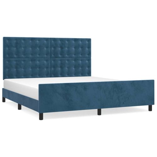 Cadre De Lit Sans Matelas Bleu Foncé 160x200 Cm Velours