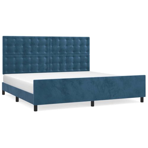 Cadre De Lit Sans Matelas Bleu Foncé 200x200 Cm Velours
