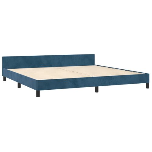 Cadre De Lit Sans Matelas Bleu Foncé 200x200 Cm Velours