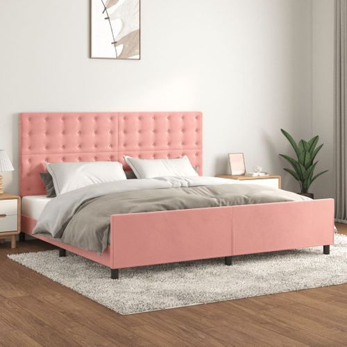 Cadre De Lit Sans Matelas Rose 200x200 Cm Velours