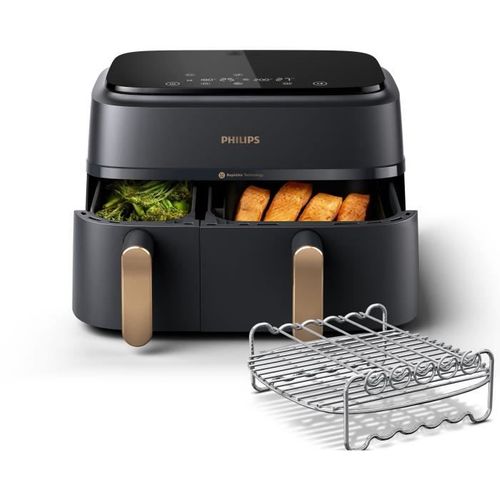 Friteuse Sans Huile - Airfryer Na352/04 - Double Cuve 9l - 8 Programmes - Accessoires Inclus - 2750w