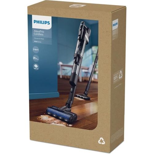 Aspirateur Balai Laveur Sans Fil -  Aquatrio Xw9463/11 - Brosses Aquaspin Haute Vitesse - Systeme A