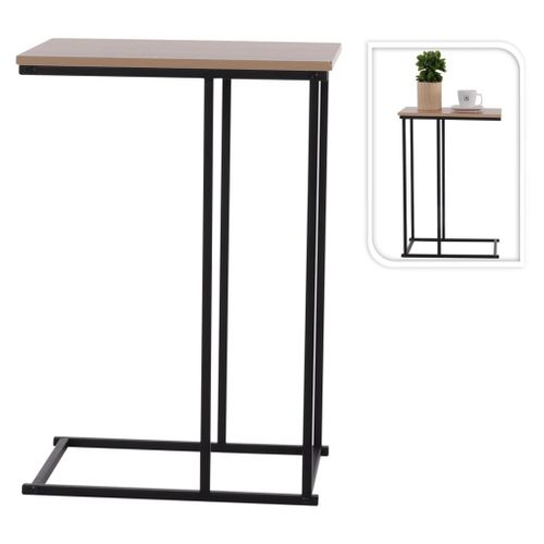 Table D'appoint Avec Dessus En Mdf Naturel Et Noir