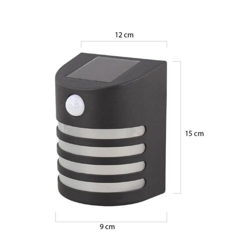 2 Appliques Murales Solaires Extérieures Noires – Sans Fil Avec Détecteurs De Mouvement