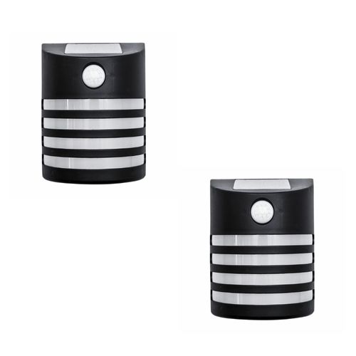 2 Appliques Murales Solaires Extérieures Noires – Sans Fil Avec Détecteurs De Mouvement
