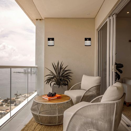 2 Appliques Murales Solaires Extérieures Noires – Sans Fil Avec Détecteurs De Mouvement