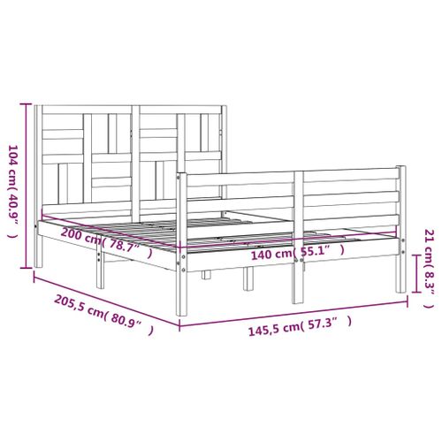 Cadre De Lit Sans Matelas 140x200 Cm Bois Massif