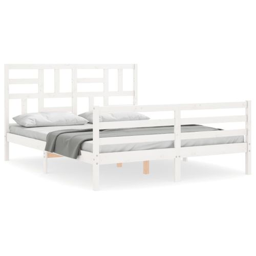 Cadre De Lit Sans Matelas Blanc 160x200 Cm Bois Massif