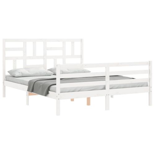 Cadre De Lit Sans Matelas Blanc 160x200 Cm Bois Massif
