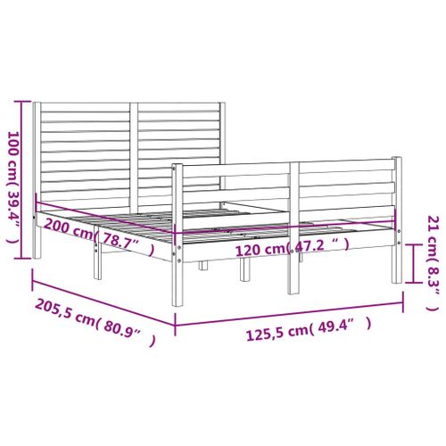 Cadre De Lit Sans Matelas Blanc 120x200 Cm Bois Massif