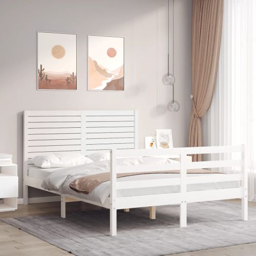 Cadre De Lit Sans Matelas Blanc 140x200 Cm Bois Massif
