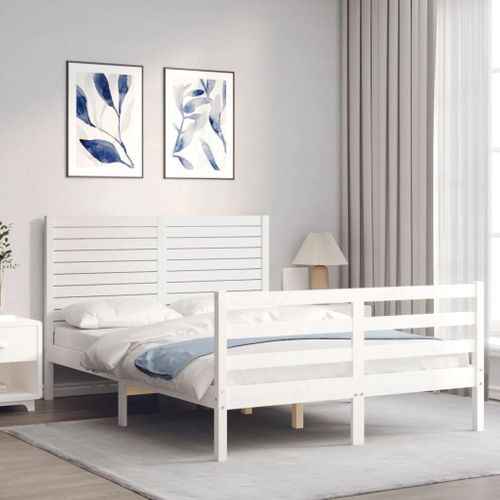 Cadre De Lit Sans Matelas Blanc 140x200 Cm Bois Massif