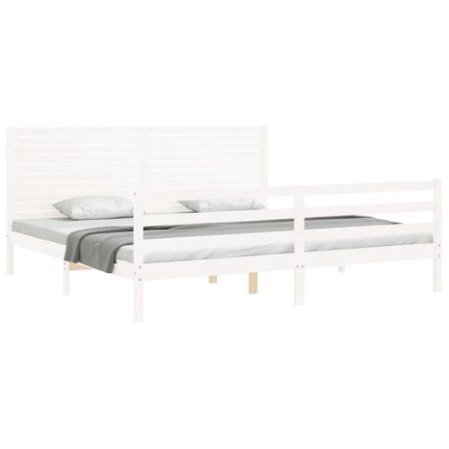 Cadre De Lit Sans Matelas Blanc 200x200 Cm Bois Massif