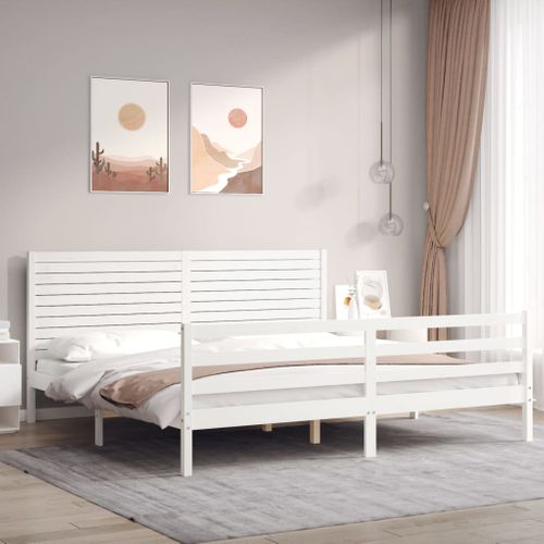 Cadre De Lit Sans Matelas Blanc 200x200 Cm Bois Massif