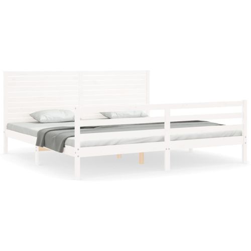 Cadre De Lit Sans Matelas Blanc 200x200 Cm Bois Massif