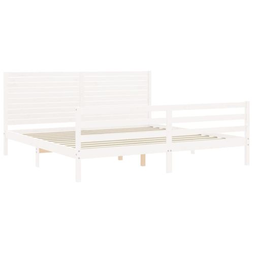 Cadre De Lit Sans Matelas Blanc 200x200 Cm Bois Massif